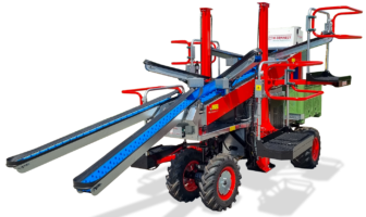 Munckhof Fruit Tech Innovators launches brand new hybrid Pluk-O-Trak with automatic bin change at the National Fruit Show in Kent